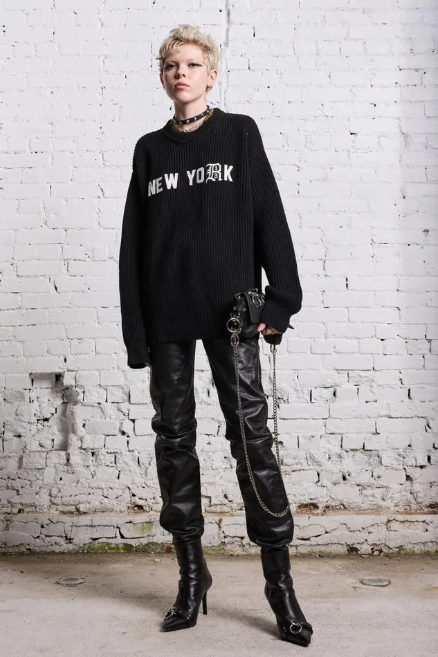 R13 Sale Women R13 NEW YORK BOYFRIEND SWEATER 8211 BLACK