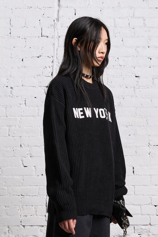 R13 Sale Women R13 NEW YORK BOYFRIEND SWEATER 8211 BLACK
