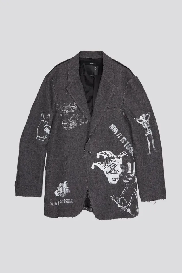 R13 Sale Women RAW CUT RAGGED BLAZER 8211 DARK GREY