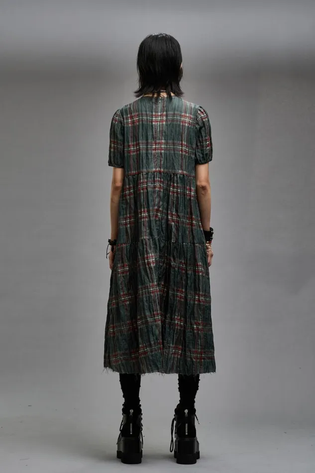 R13 Sale Women RELAXED MIDI 8211 MARSH GREEN PLAID