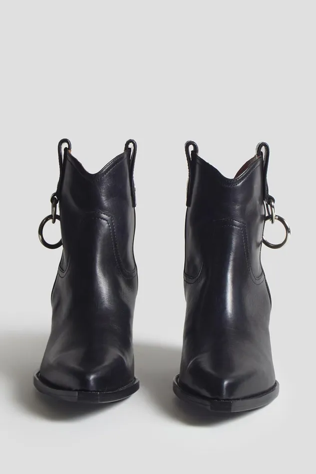 R13 Sale Women RINGED ANKLE COWBOY BOOT 8211 BLACK