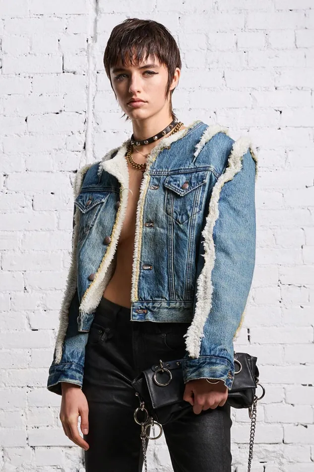 R13 Sale Women SHERPA OVERFLOW TRUCKER 8211 CLINTON BLUE
