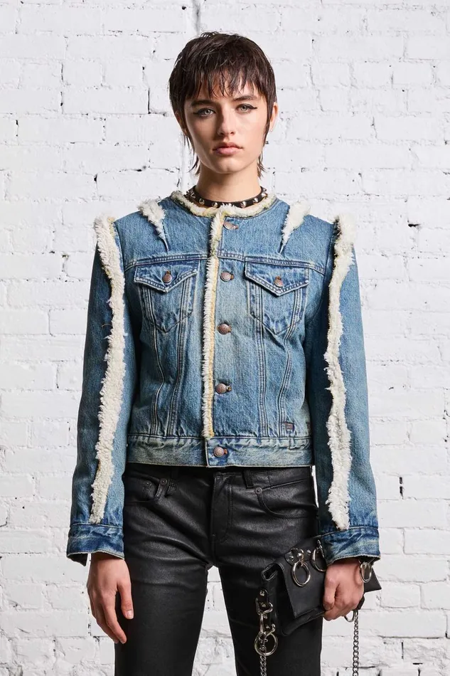 R13 Sale Women SHERPA OVERFLOW TRUCKER 8211 CLINTON BLUE