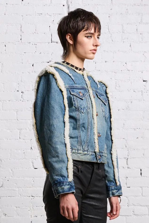 R13 Sale Women SHERPA OVERFLOW TRUCKER 8211 CLINTON BLUE