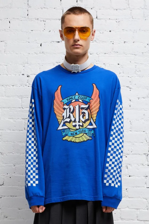 R13 Sale Women SKATE LONG SLEEVE T 8211 BLUE