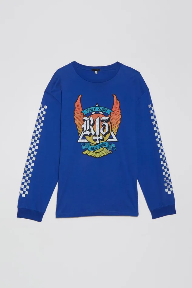 R13 Sale Women SKATE LONG SLEEVE T 8211 BLUE