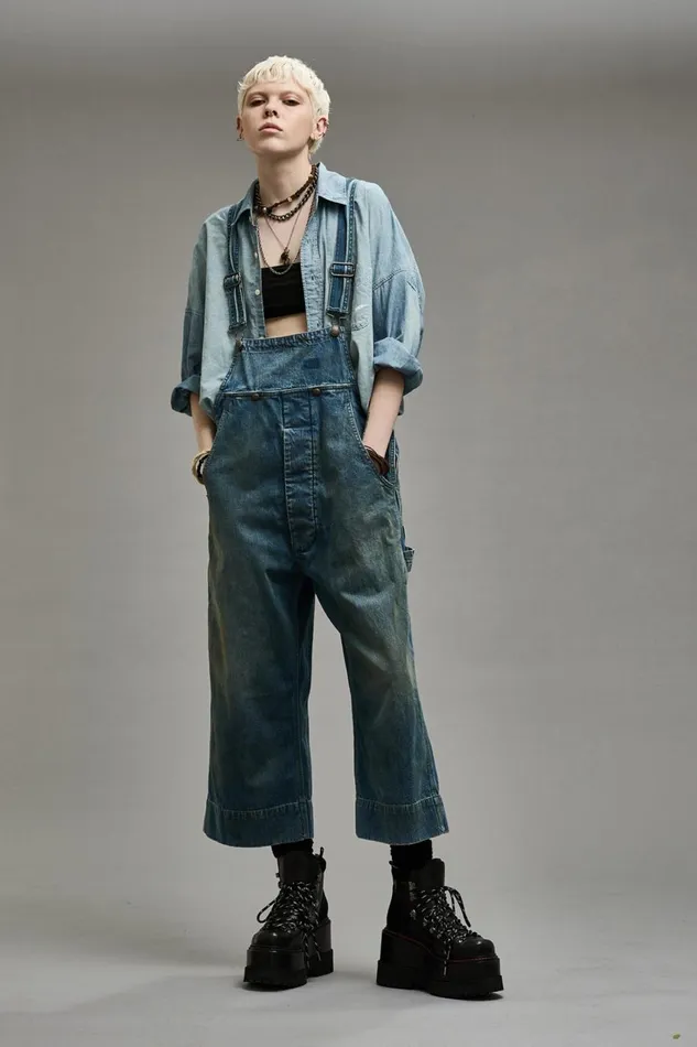 R13 Sale Women SLOUCH BIB OVERALL 8211 WILTON INDIGO