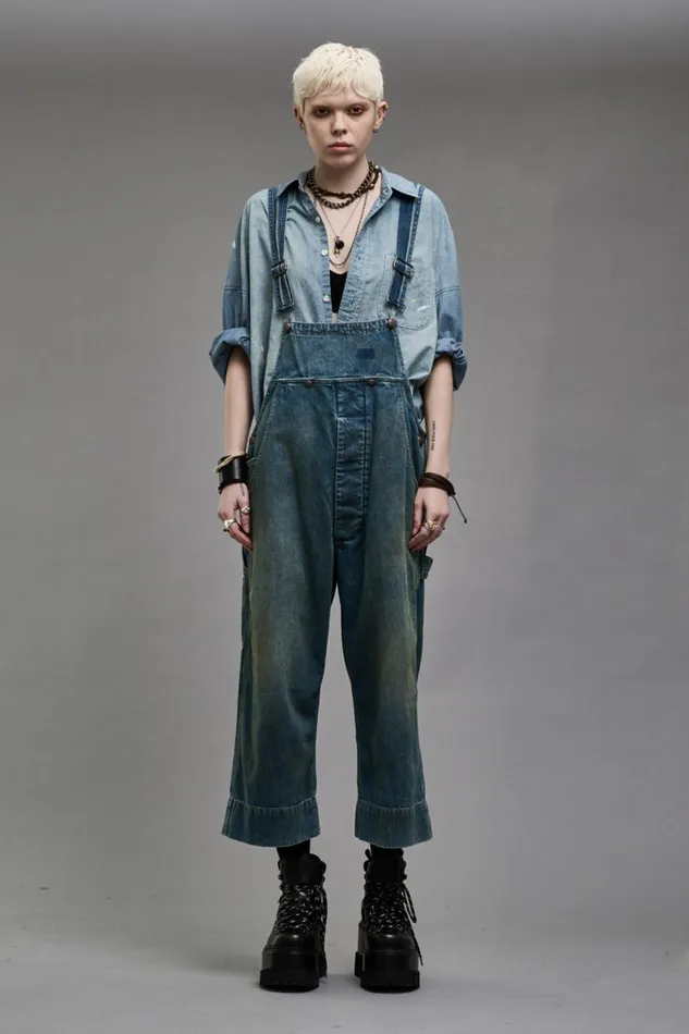 R13 Sale Women SLOUCH BIB OVERALL 8211 WILTON INDIGO