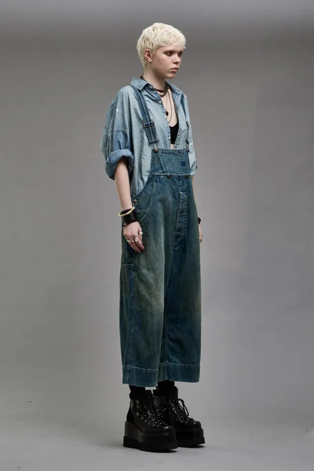 R13 Sale Women SLOUCH BIB OVERALL 8211 WILTON INDIGO