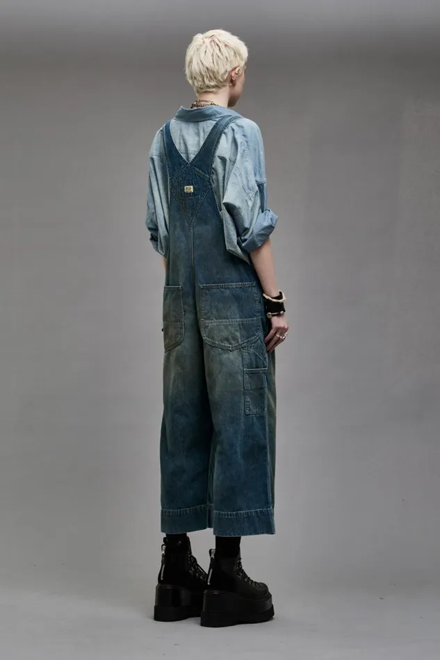 R13 Sale Women SLOUCH BIB OVERALL 8211 WILTON INDIGO