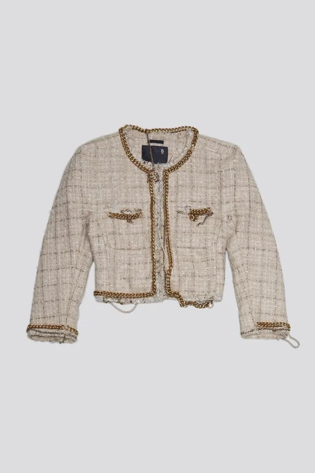 R13 Sale Women SQUARE SHOULDER TWEED JACKET 8211 BEIGE