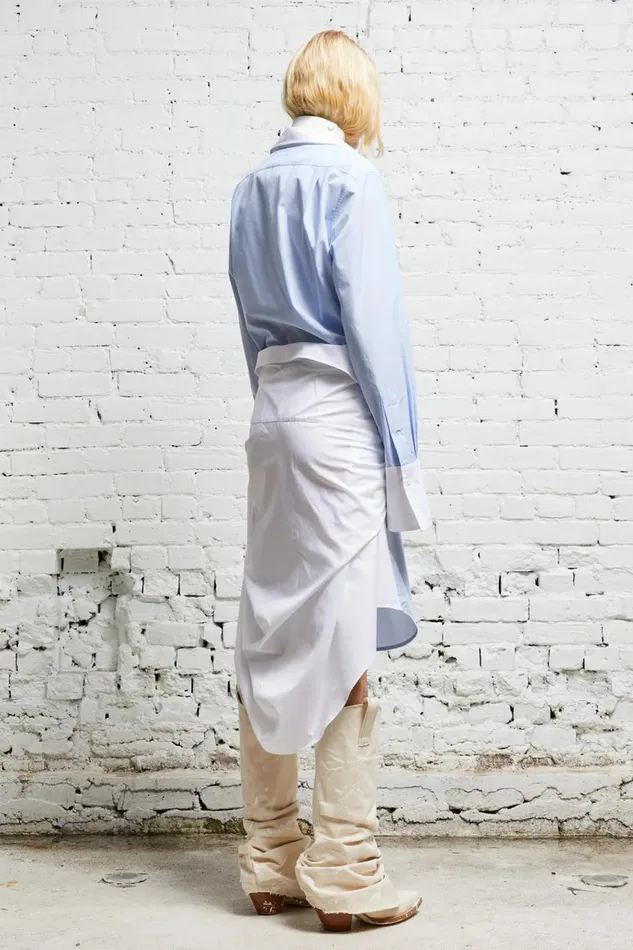 R13 Sale Women TIE SHIRTDRESS 8211 BLUE AND WHITE