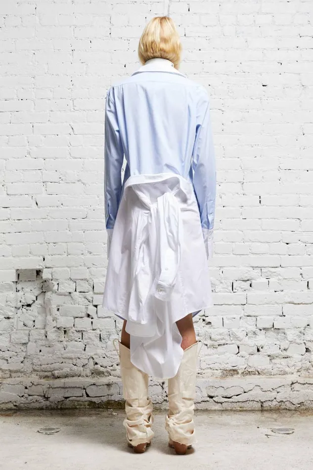 R13 Sale Women TIE SHIRTDRESS 8211 BLUE AND WHITE