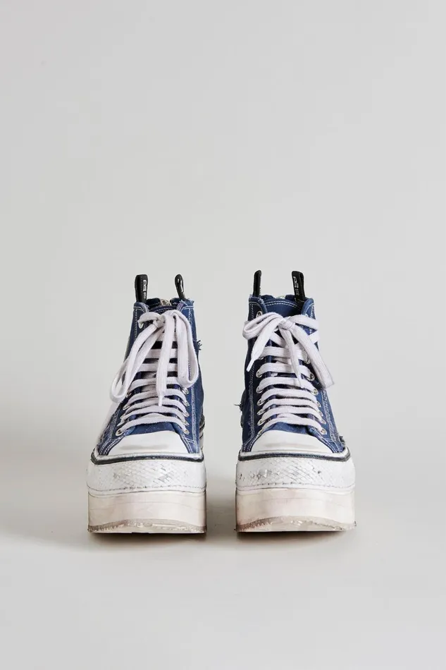 R13 Sneakers Women Platform High Top Sneakers 8211 Navy Denim