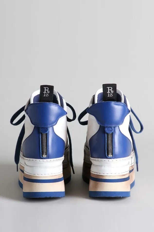 R13 Sneakers Women The Riot Leather High Top 8211 Blue And White Denim