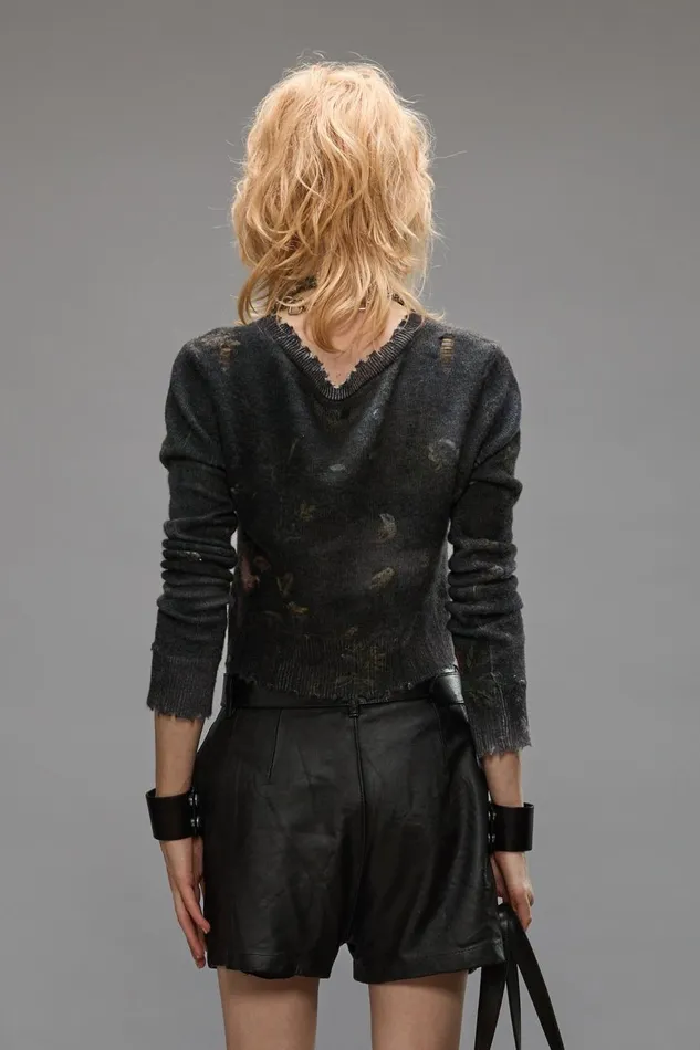R13 Sweaters Women BABY CARDIGAN 8211 BLACK FLORAL
