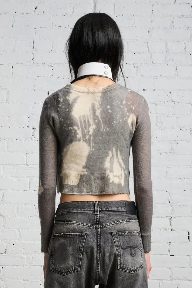 R13 Sweaters Women CROPPED BABY CARDIGAN 8211 CHARCOAL BLEACH