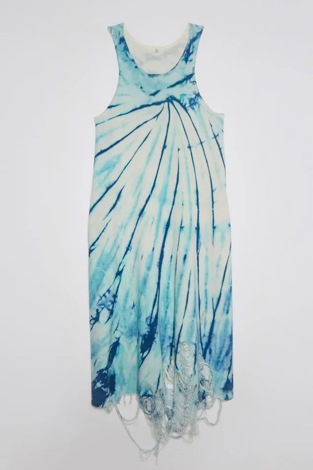 R13 Sweaters Women DESTROYED KNIT TANK DRESS 8211 BLUE TIEDYE