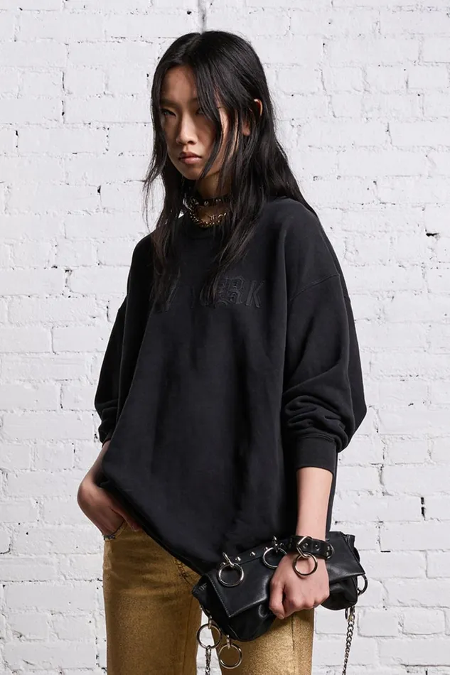 R13 Sweaters Women OVERSIZED NEW YORK CREWNECK 8211 BLACKOUT