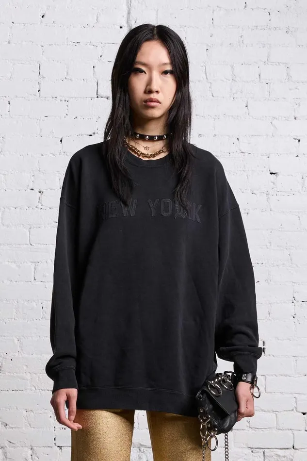 R13 Sweaters Women OVERSIZED NEW YORK CREWNECK 8211 BLACKOUT