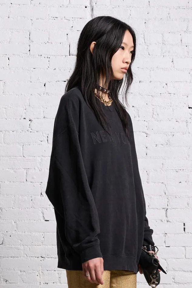 R13 Sweaters Women OVERSIZED NEW YORK CREWNECK 8211 BLACKOUT