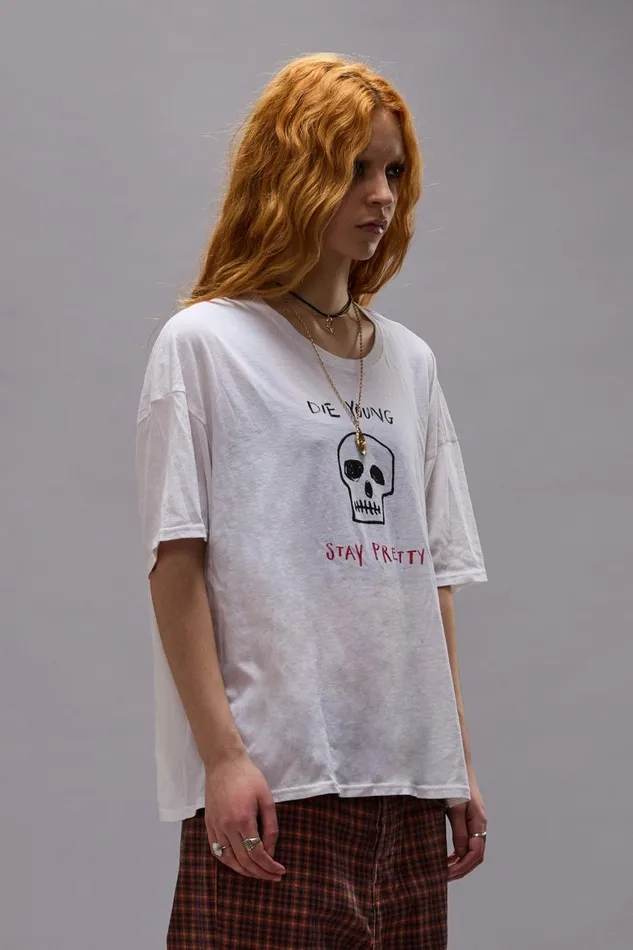 R13 TShirts Women DIE YOUNG STAY PRETTY RELAXED T 8211 ECRU