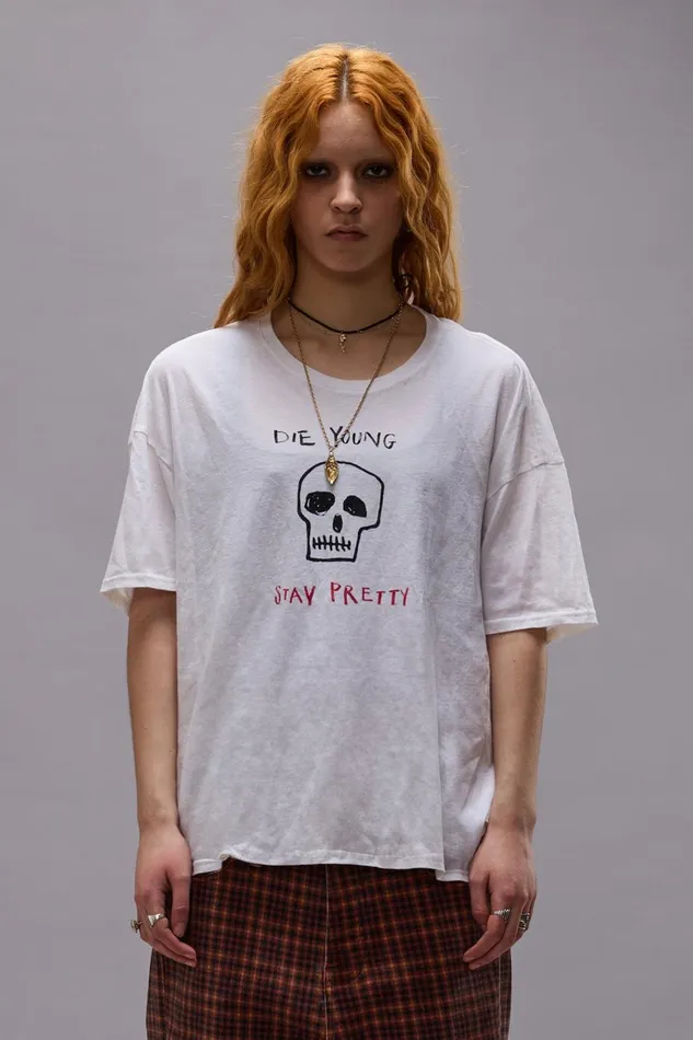 R13 TShirts Women DIE YOUNG STAY PRETTY RELAXED T 8211 ECRU