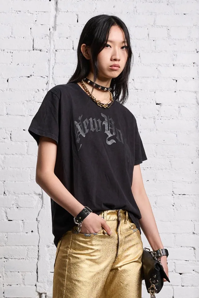 R13 TShirts Women NEW YORK BOY T 8211 BLACKOUT