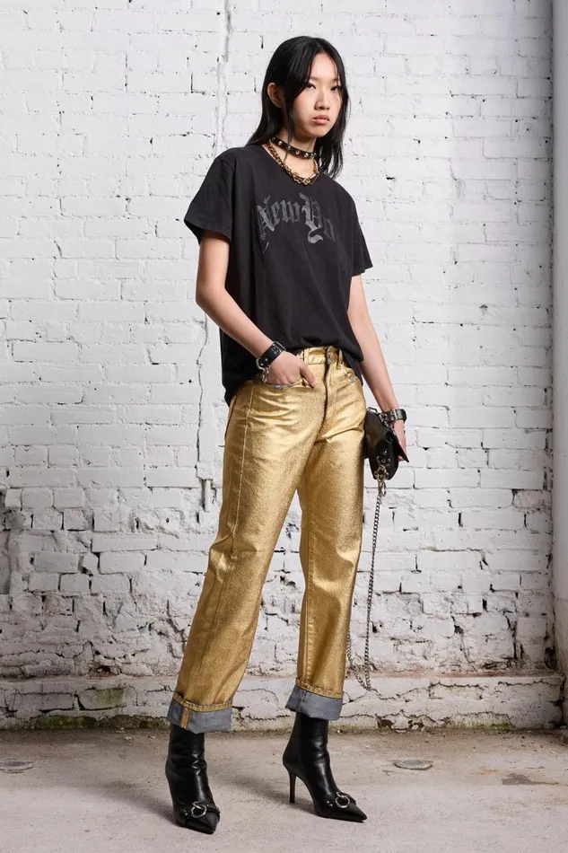 R13 TShirts Women NEW YORK BOY T 8211 BLACKOUT