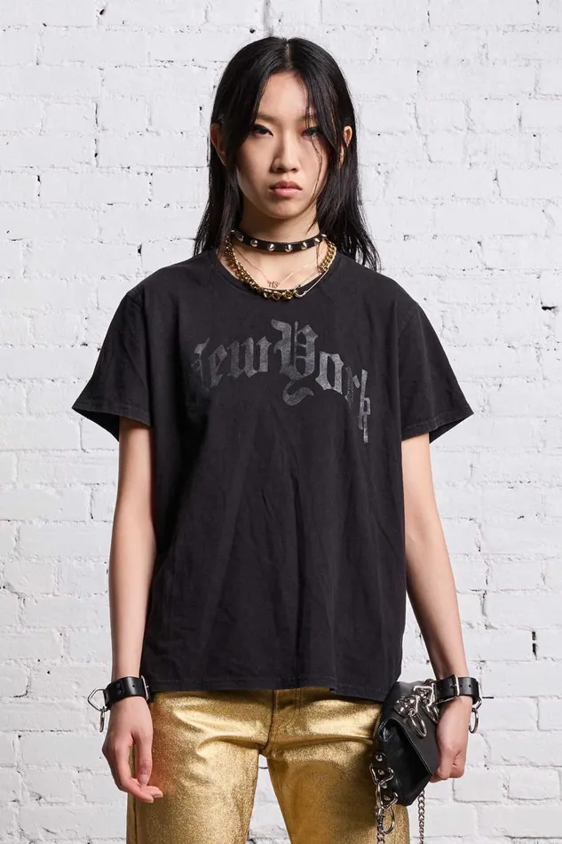 R13 TShirts Women NEW YORK BOY T 8211 BLACKOUT