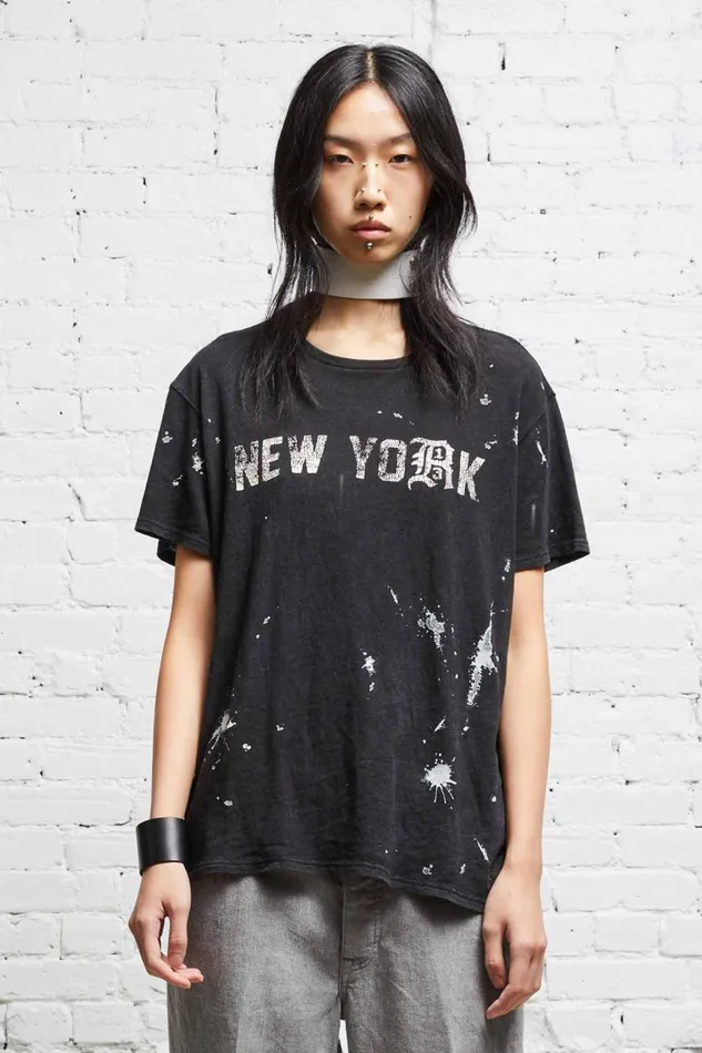 R13 TShirts Women R13 NEW YORK BOY T 8211 ACID BLACK