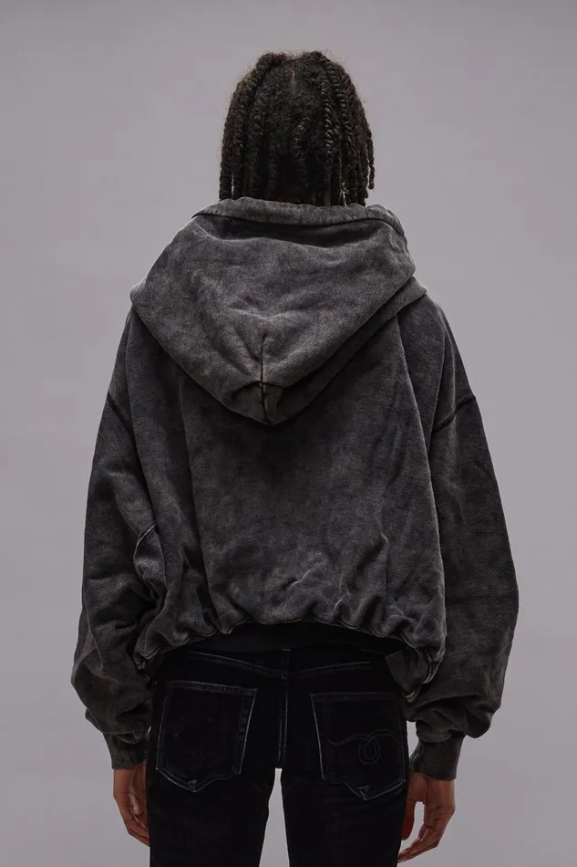 R13 Tops Women BALLOON ZIPUP HOODIE 8211 WASHED BLACK