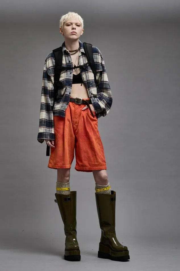 R13 Tops Women CROPPED MULTIPOCKET OVERSHIRT 8211 ECRU PLAID