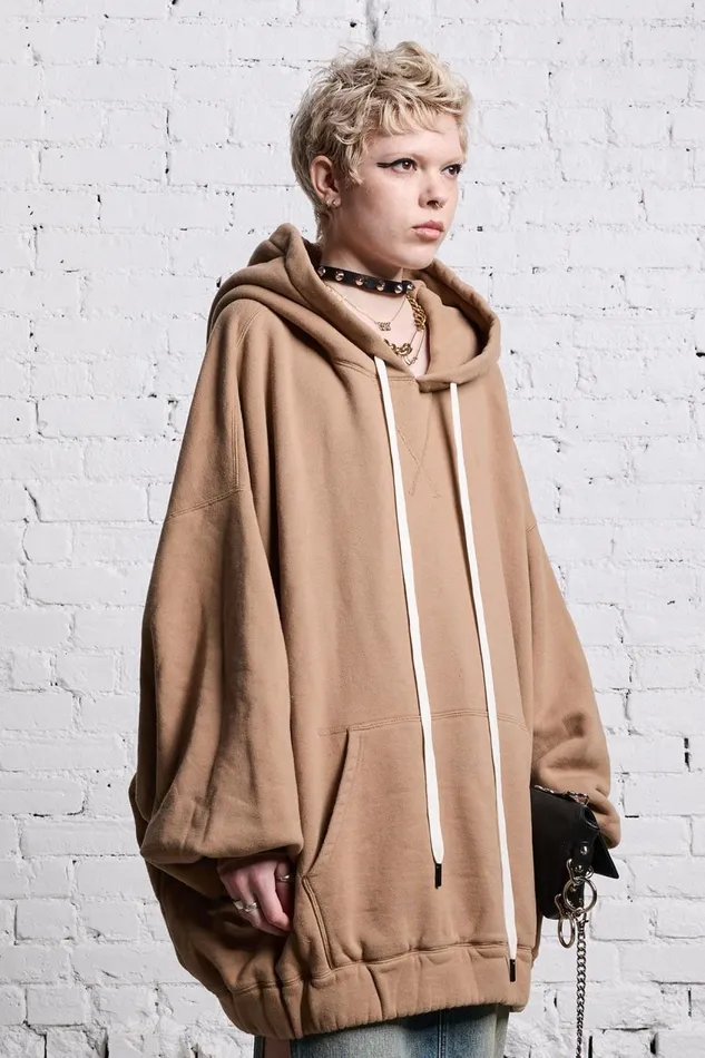 R13 Tops Women JUMBO PULLOVER HOODIE 8211 KHAKI