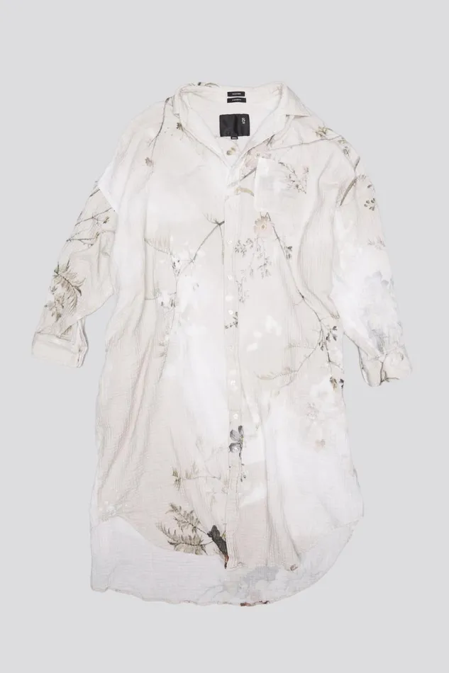 R13 Tops Women JUMBO SHIRTDRESS 8211 BLEACHED CREAM FLORAL