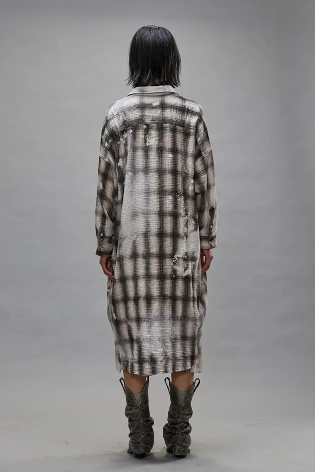 R13 Tops Women JUMBO SHIRTDRESS 8211 PRINTED GREY PLAID