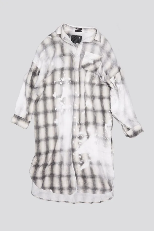 R13 Tops Women JUMBO SHIRTDRESS 8211 PRINTED GREY PLAID