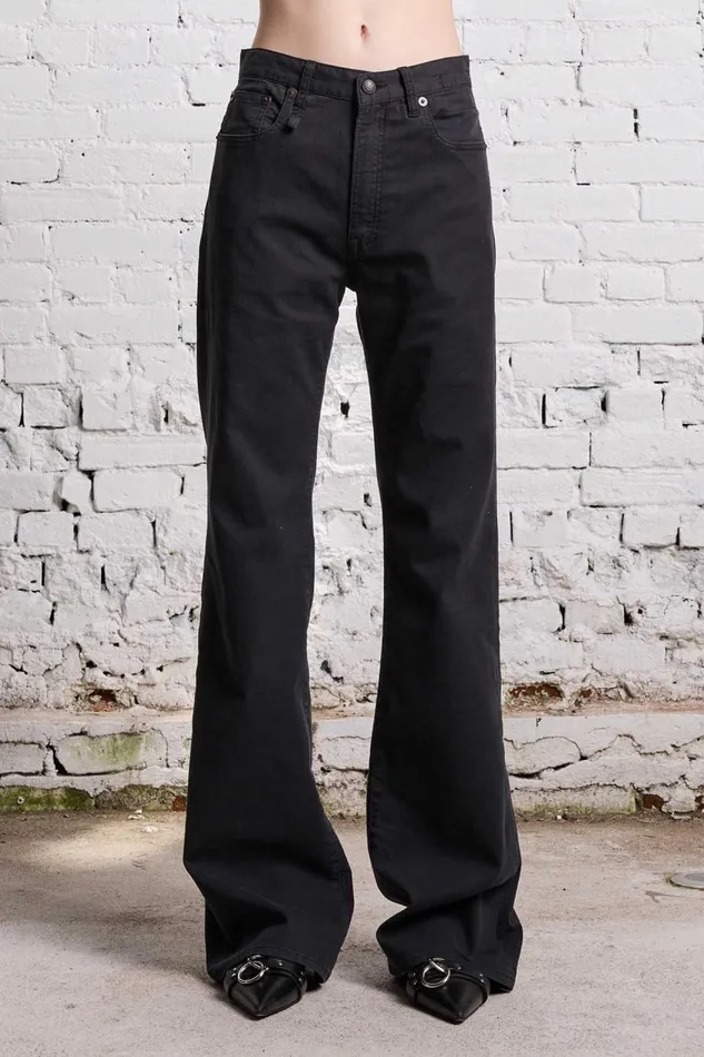 R13 Wide Leg Women JANE JEAN 8211 BLACK BEDFORD CORD STRETCH
