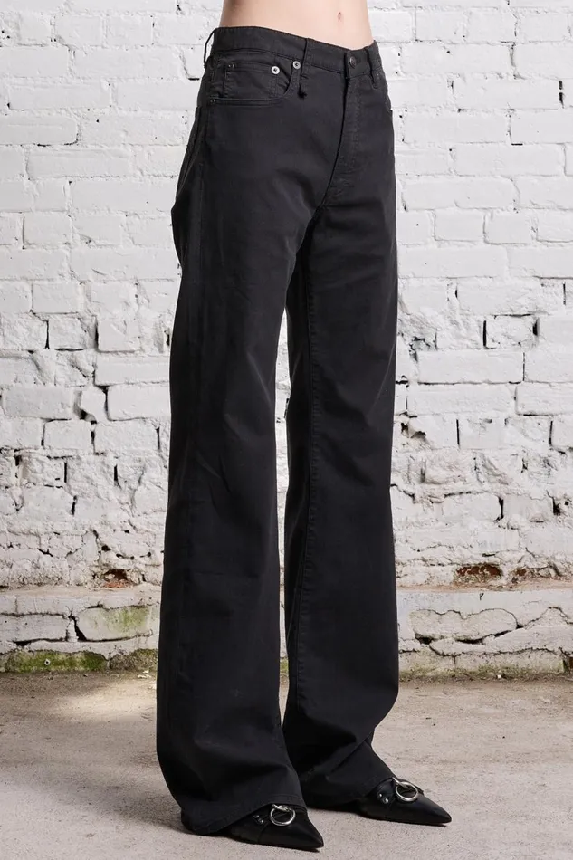 R13 Wide Leg Women JANE JEAN 8211 BLACK BEDFORD CORD STRETCH