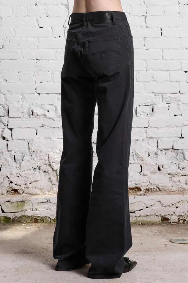 R13 Wide Leg Women JANE JEAN 8211 BLACK BEDFORD CORD STRETCH