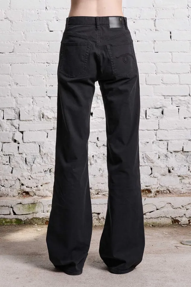 R13 Wide Leg Women JANE JEAN 8211 BLACK BEDFORD CORD STRETCH