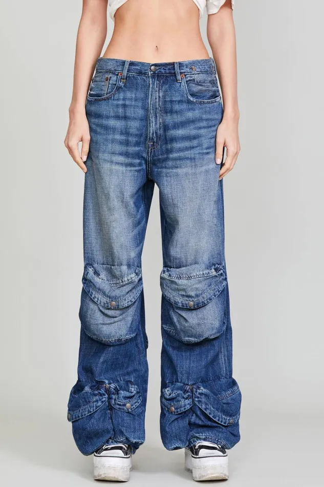 R13 Wide Leg Women MULTIPOCKET UTILITY JEAN 8211 DANE INDIGO