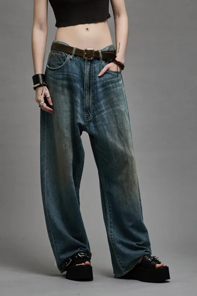 R13 Wide Leg Women VENTI JEAN 8211 WEBER LINEN INDIGO