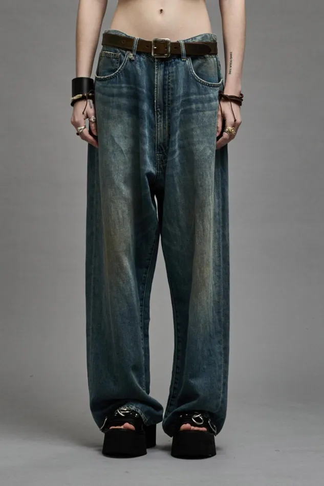 R13 Wide Leg Women VENTI JEAN 8211 WEBER LINEN INDIGO