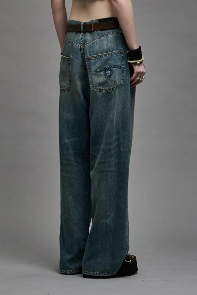 R13 Wide Leg Women VENTI JEAN 8211 WEBER LINEN INDIGO