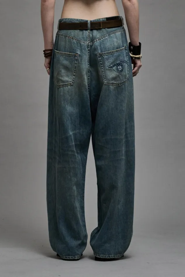 R13 Wide Leg Women VENTI JEAN 8211 WEBER LINEN INDIGO