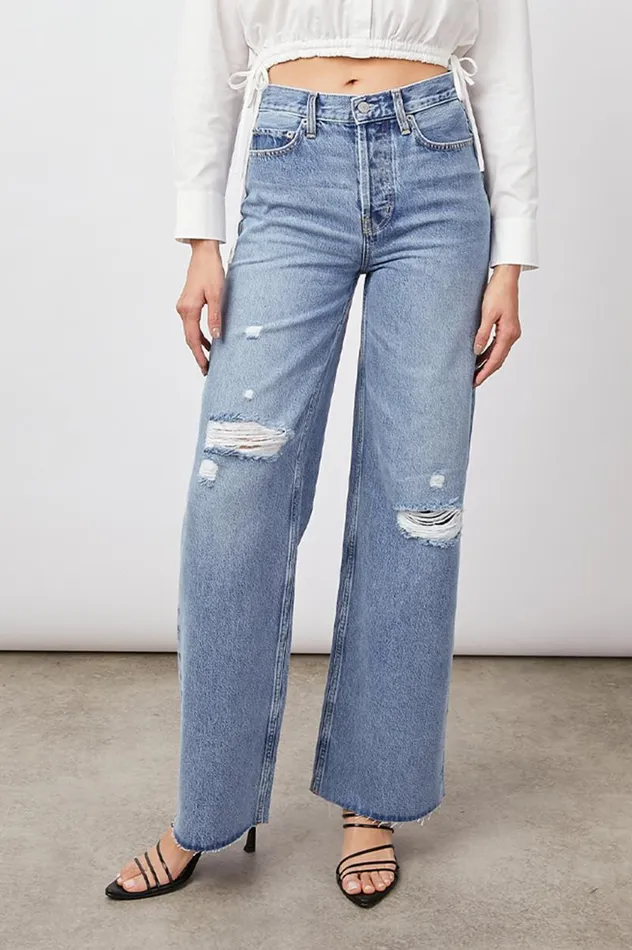 Rails Denim Women GETTY WIDE LEG Breezy Blue Distress