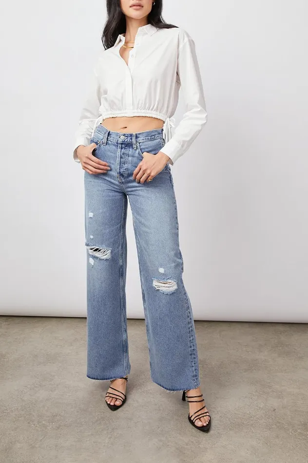 Rails Denim Women GETTY WIDE LEG Breezy Blue Distress