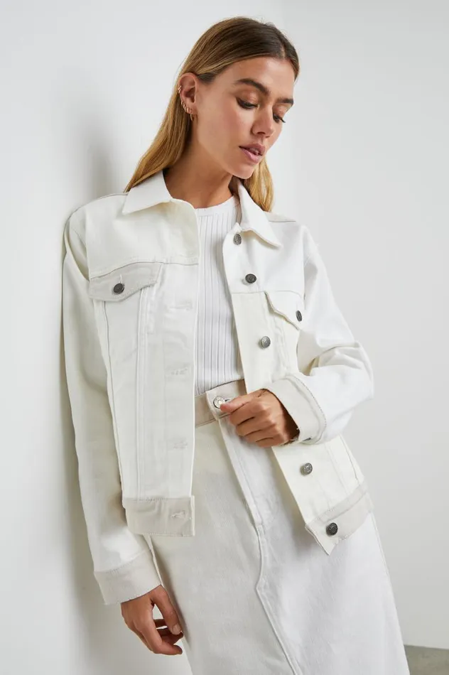 Rails Denim Women MULHOLLAND JACKET Ecru Patchwork