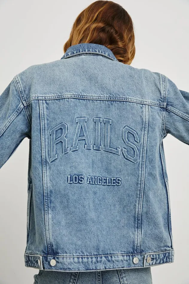 Rails Jackets and Coats Women GROVE BOYFRIEND TRUCKER JACKET Embossed Indigo